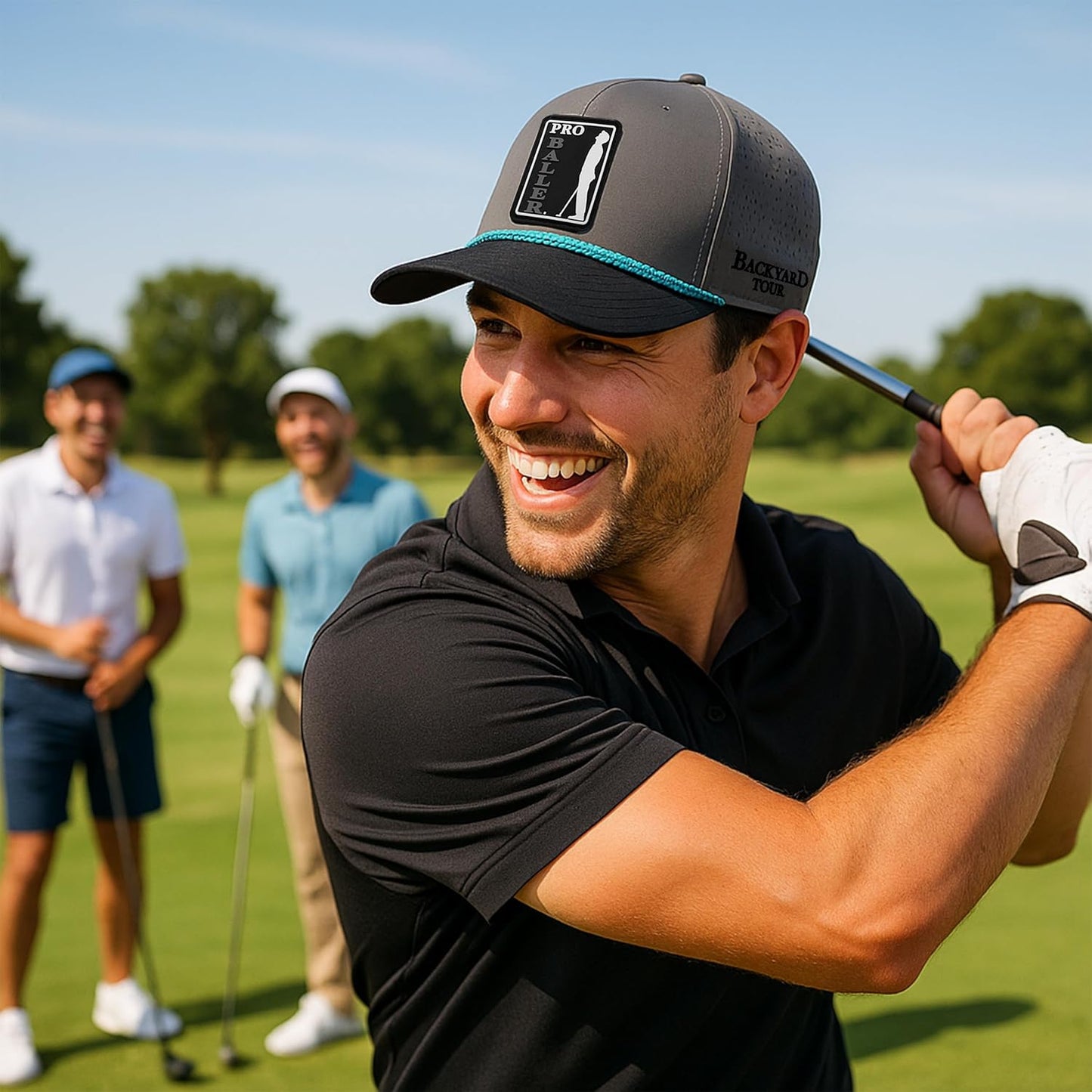 Pro Baller Golf Hat – Funny Snapback Trucker Cap with Silicone Patch, Embroidered Lettering, Breathable Adjustable Fit