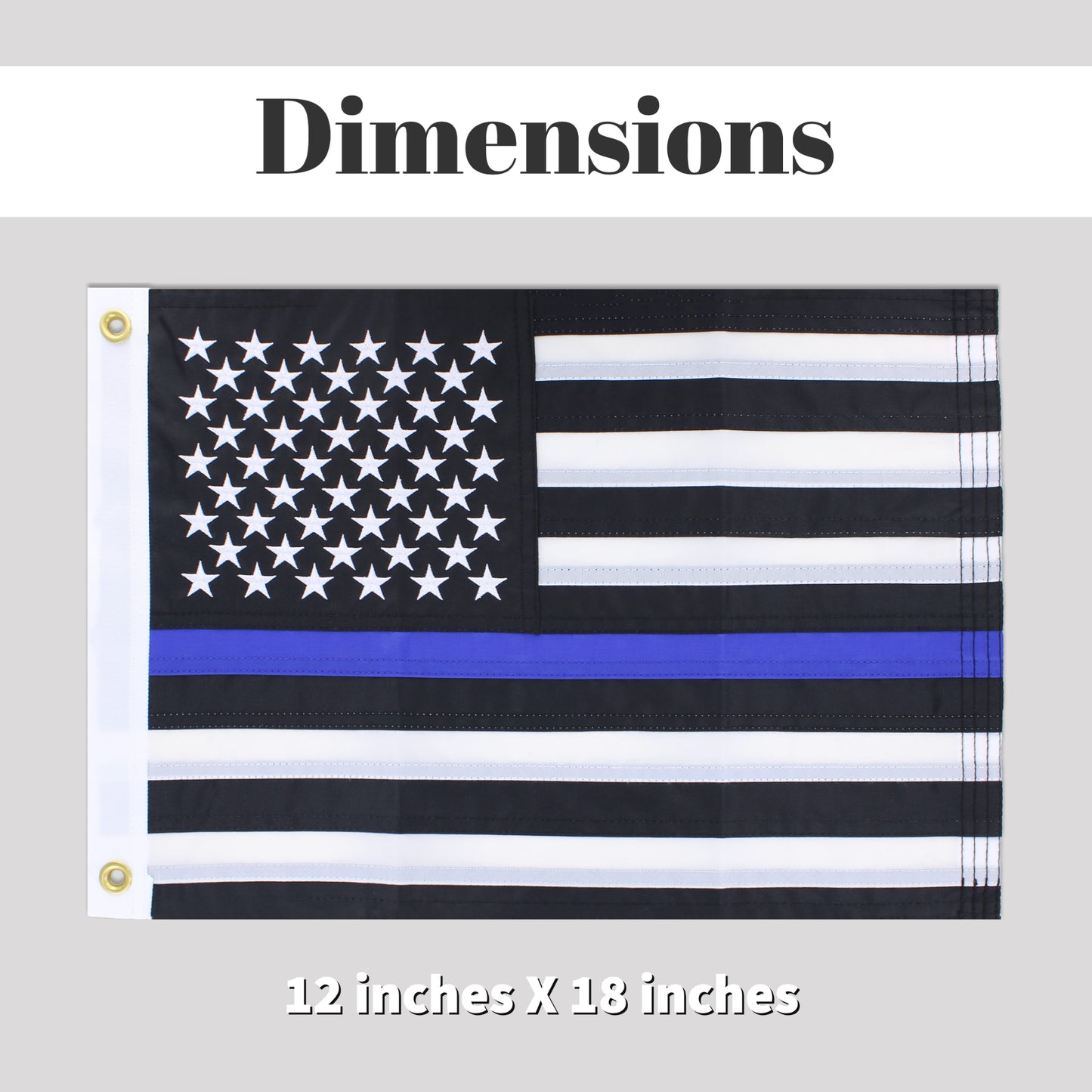 Police Boat Flag 12" x 18" Inch Blue Thin Line American Cabin Waterproof Embroidered Marine & Golf Cart Flags