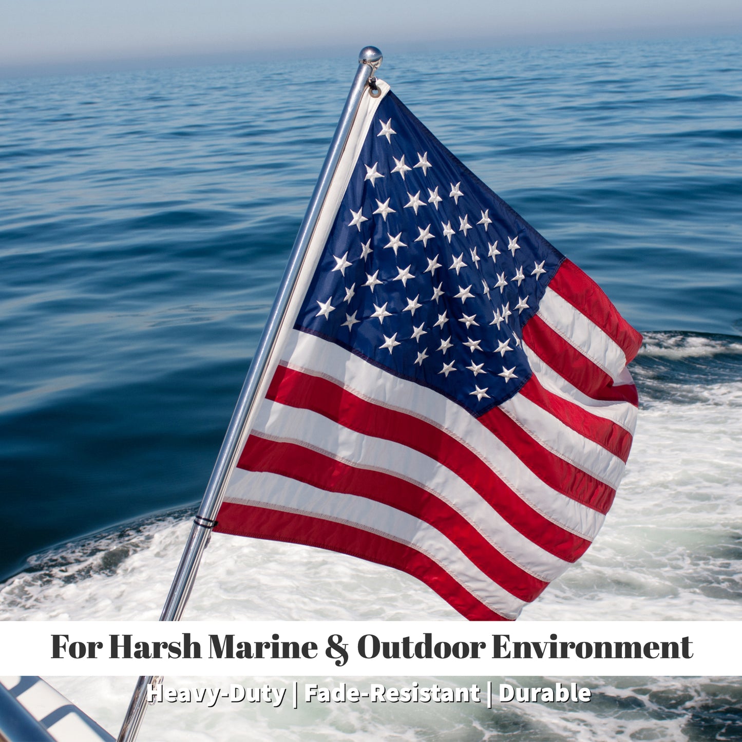 American USA Boat Flag 16" x 24" Cabin Waterproof Embroidered Marine & Golf Cart Flags