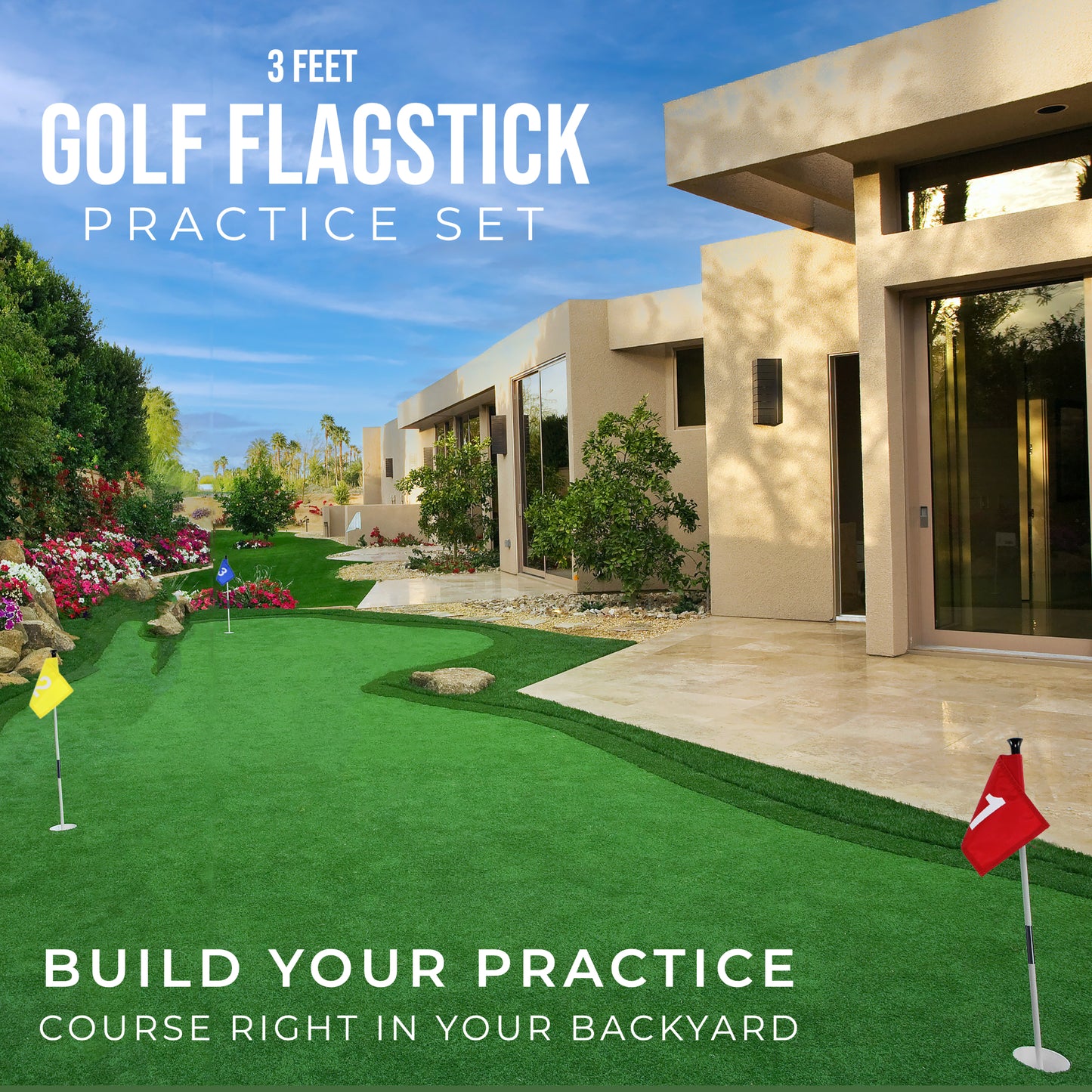 Golf Putting Green Flags Set - Numbered Set Of 3