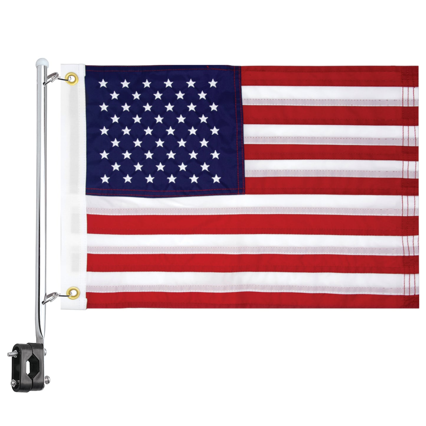 American USA Boat Flag With Pole Kit 12" x 18" Cabin Waterproof Embroidered Marine & Golf Cart Flags