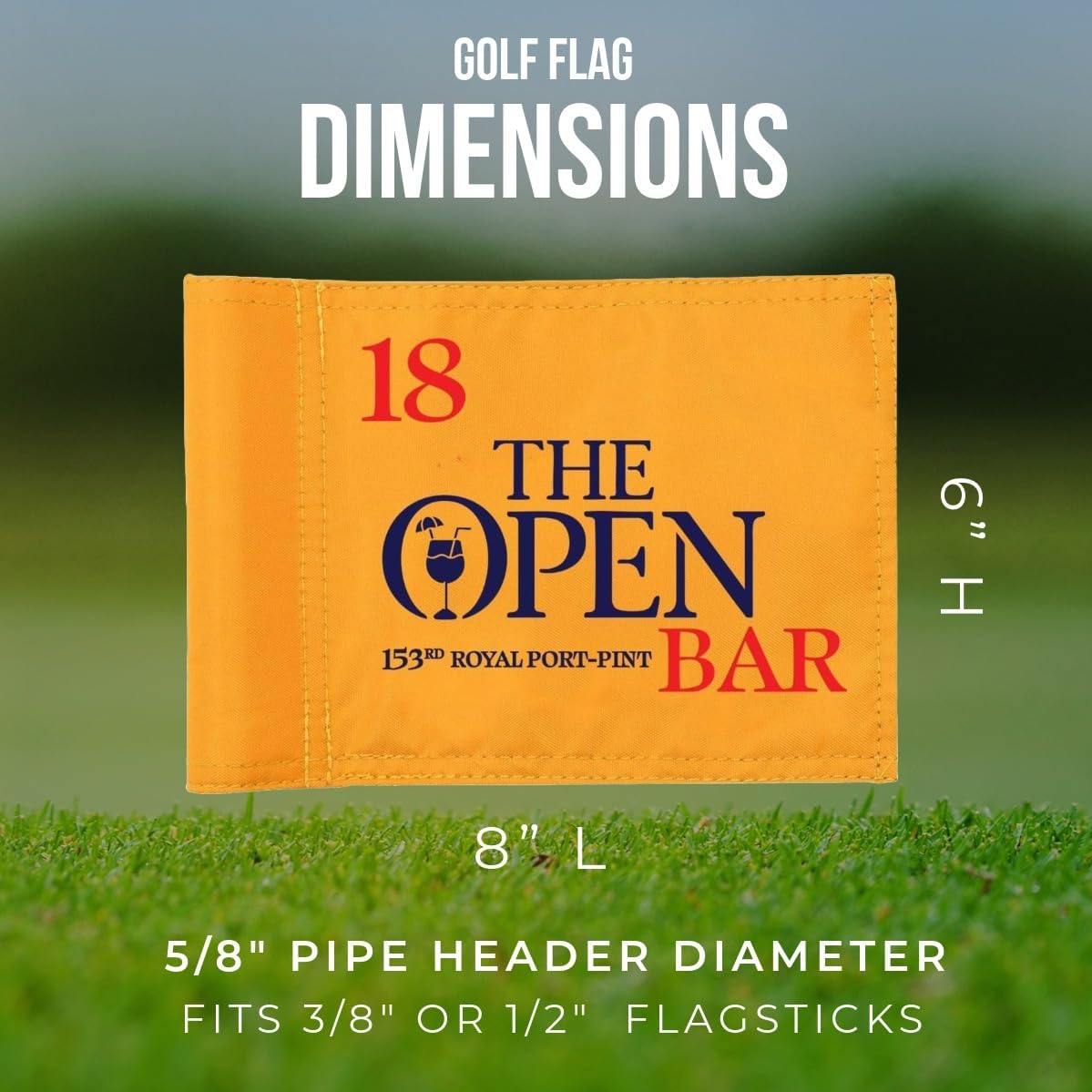 Golf Flag 8x6 Inch – 420D Nylon Double-Sided Mini Pin Flag with Tube Inset, Practice Putting Green Flags for Yard (The Open-Inspired)