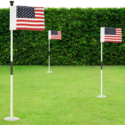 Golf Practice Pin Flags with USA Numbers, 8x6 Inch, Set of 3, Includes 3-ft Fiberglass Flagstick, Ball Retriever, 4-Inch Hole Cup (Numbered Set of 3)