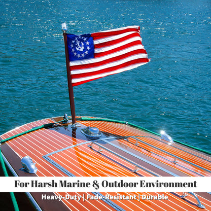 American US Yacht Ensign Boat Flag 16" x 24" Inch Nautical Cabin Waterproof Embroidered Marine & Golf Cart Flags