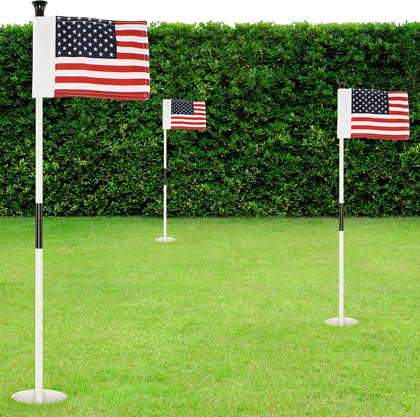 Golf Putting Green Flags Set - USA Set Of 3