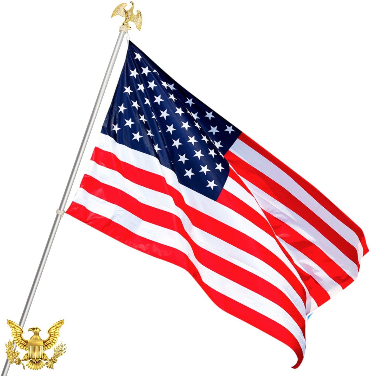 USA American Flag Pole Set 5 x 3 Feet Strong Long Lasting Stars and Stripes United States Flag