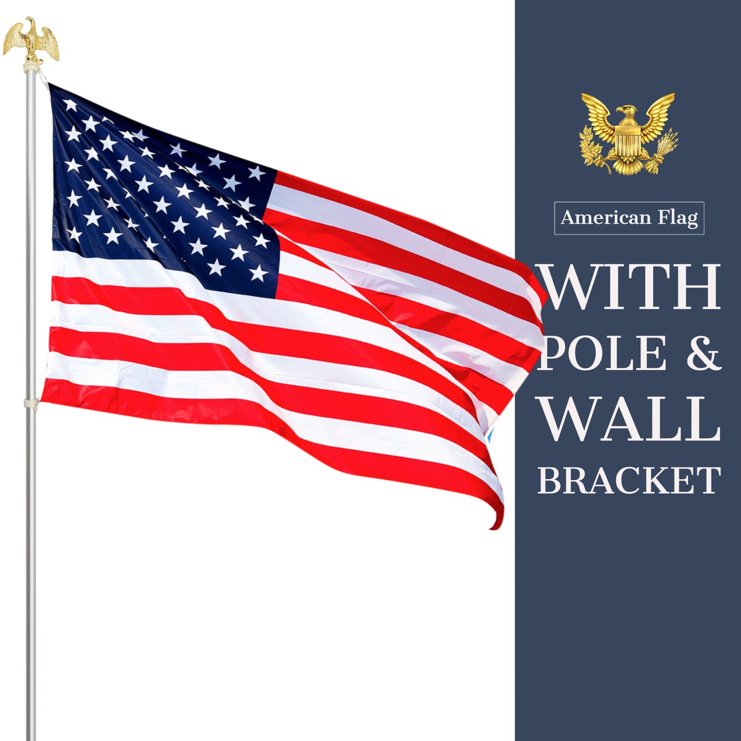 USA American Flag Pole Set 5 x 3 Feet Strong Long Lasting Stars and Stripes United States Flag