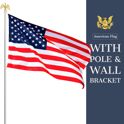 USA American Flag Pole Set 5 x 3 Feet Strong Long Lasting Stars and Stripes United States Flag