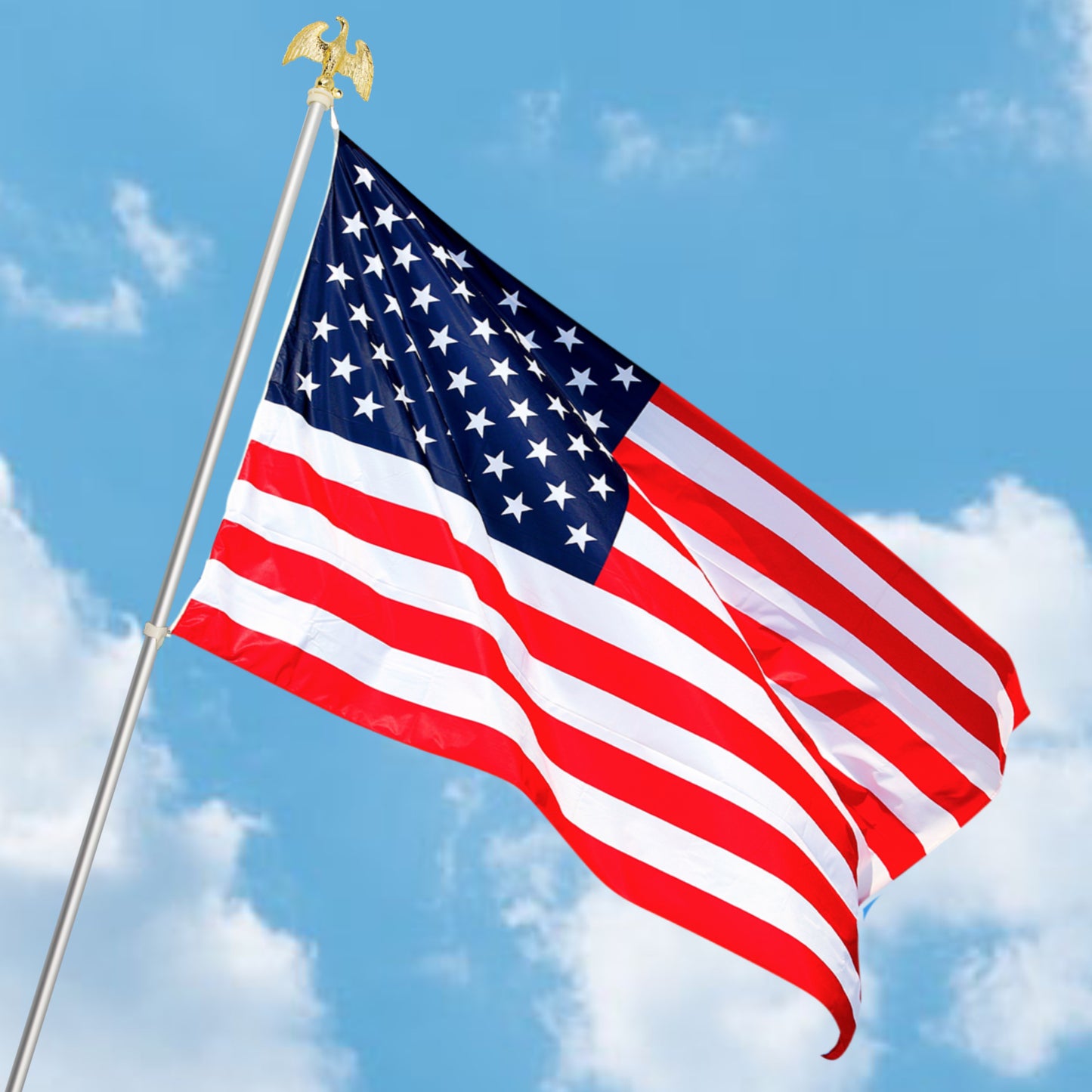 USA American Flag Pole Set 5 x 3 Feet Strong Long Lasting Stars and Stripes United States Flag