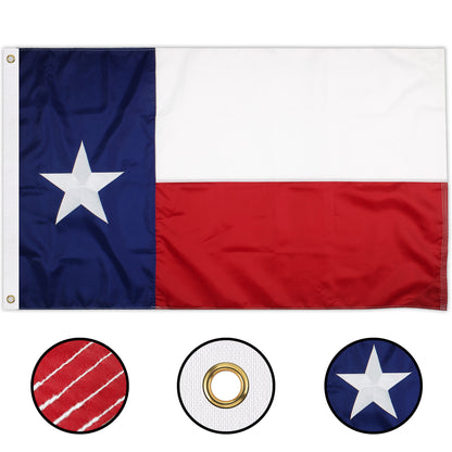 State of Texas Flag 3x5 ft Embroidered Outdoor Heavy Duty Flags Durable Double Stitched UV Protected