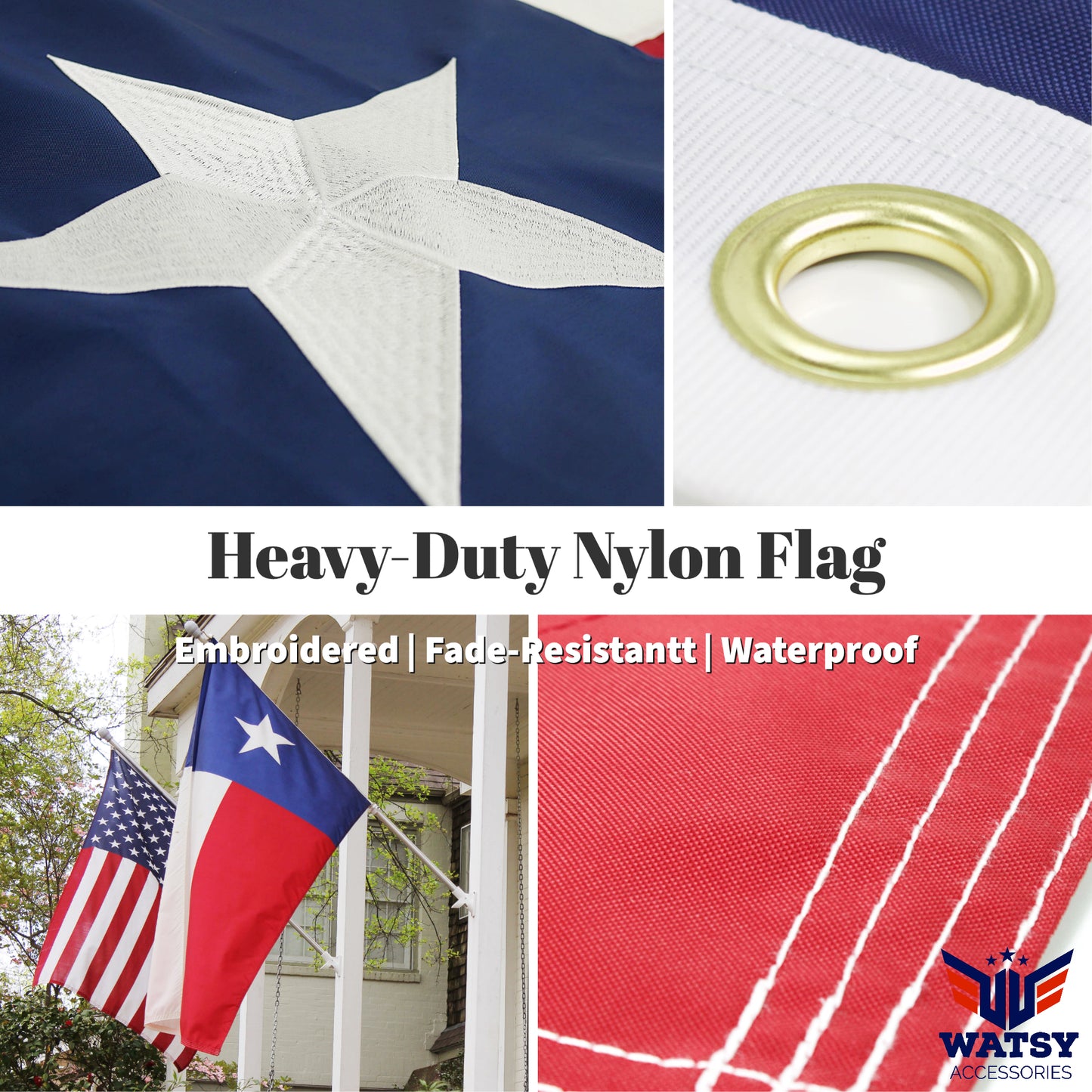 State of Texas Flag 3x5 ft Embroidered Outdoor Heavy Duty Flags Durable Double Stitched UV Protected