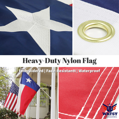 State of Texas Flag 3x5 ft Embroidered Outdoor Heavy Duty Flags Durable Double Stitched UV Protected