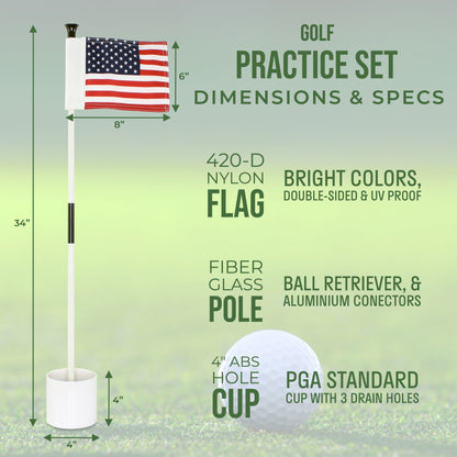Golf Putting Green Flags Set - USA Set Of 1